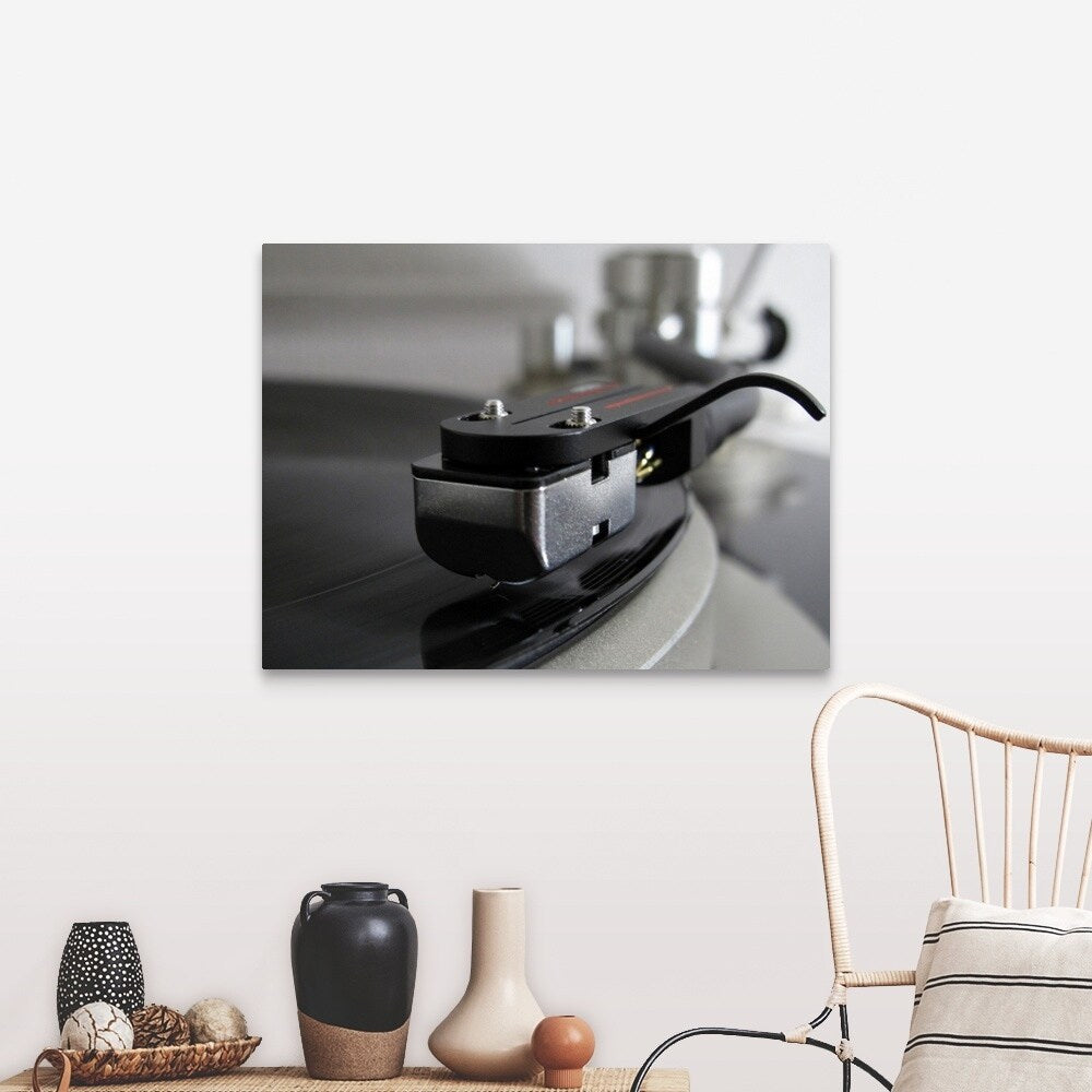 "Close up of record player." Canvas Wall Art
