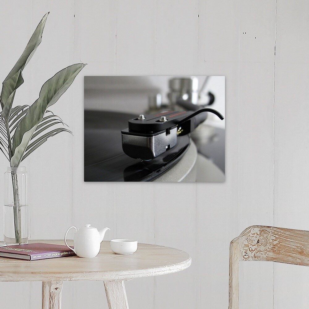 "Close up of record player." Canvas Wall Art