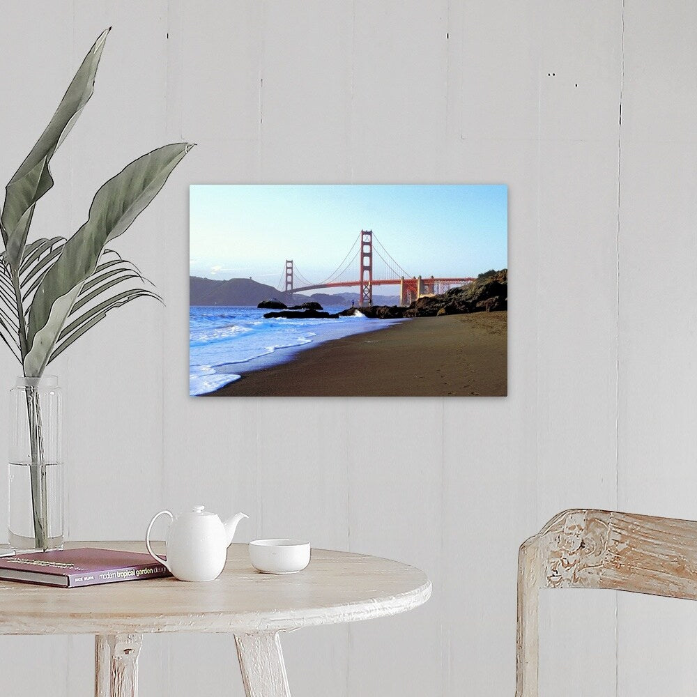 "Coastline of California with Golden Gate Bridge" Canvas Wall Art