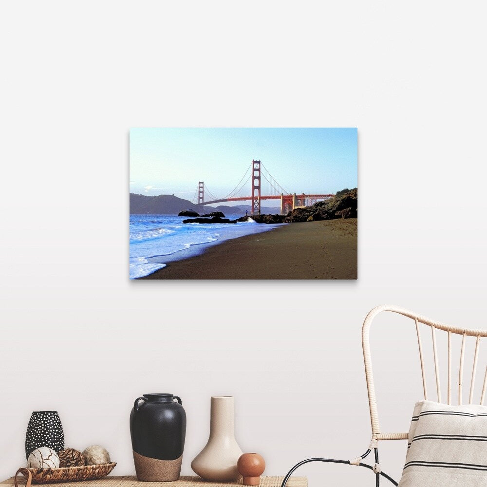 "Coastline of California with Golden Gate Bridge" Canvas Wall Art