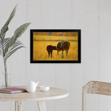 "Cows at pasture" Black Framed Print