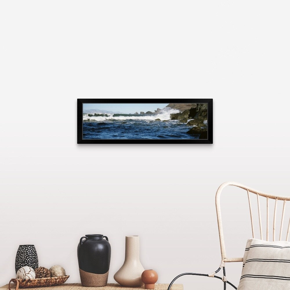 "Crashing Waves Lone Ranch Beach OR" Black Framed Print