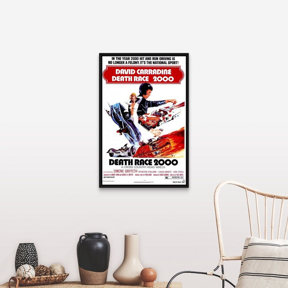 "Death Race 2000 (1975)" Black Float Frame Canvas Art