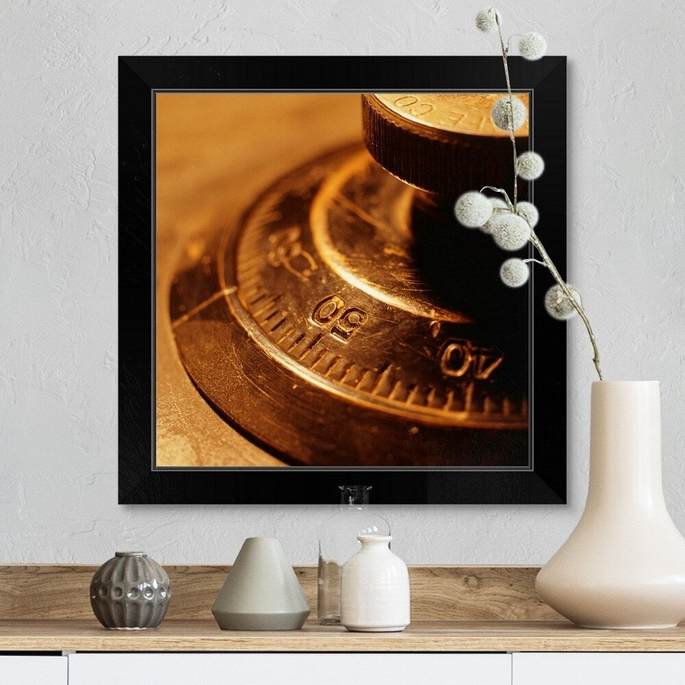 "Dial of safe , (Close-up)" Black Framed Print