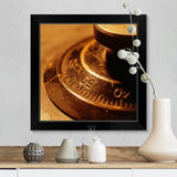 "Dial of safe , (Close-up)" Black Framed Print