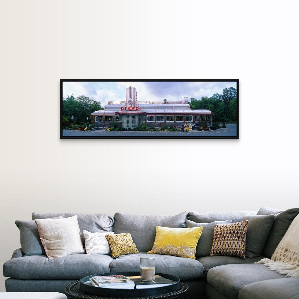 "Diner NY" Black Float Frame Canvas Art