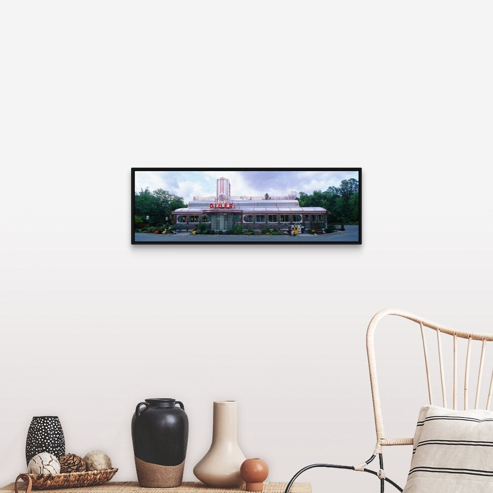"Diner NY" Black Float Frame Canvas Art