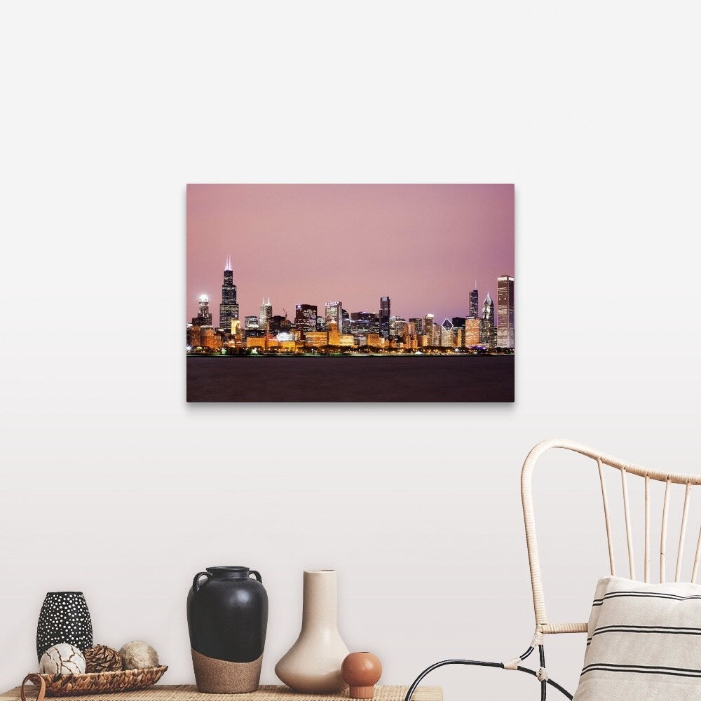 "Downtown City Skyline, Chicago, Illinois, USA" Canvas Wall Art