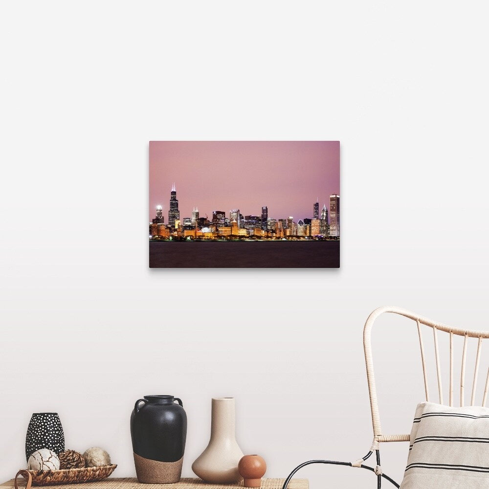 "Downtown City Skyline, Chicago, Illinois, USA" Canvas Wall Art