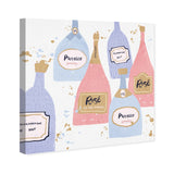 "Drinks for Both", French Sparky Bubbles Modern Pink Canvas Wall Art Print for Dining Room