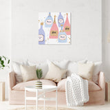 "Drinks for Both", French Sparky Bubbles Modern Pink Canvas Wall Art Print for Dining Room
