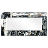 "Ebony & Ivory" Abstract Rectangular Beveled Wall Mirror on Free Floating Glass - Clear - 72 x 36