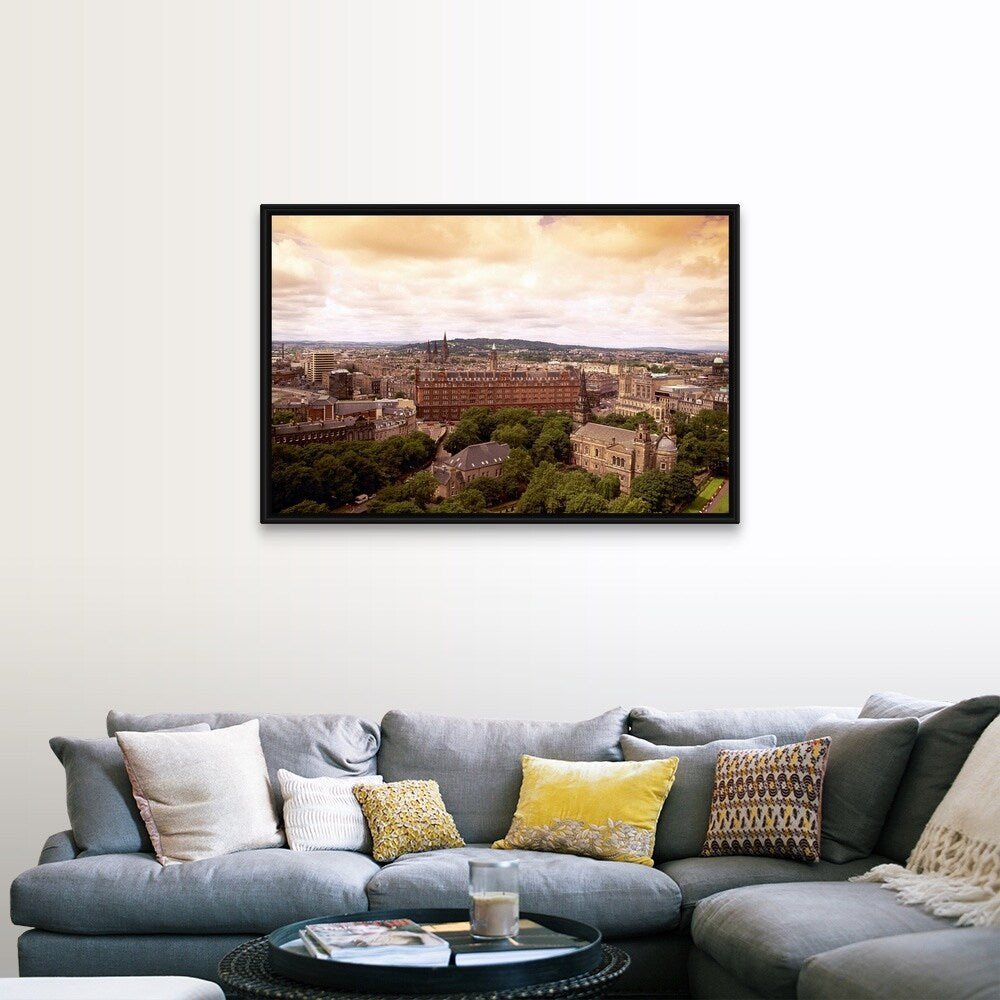 "Edinburgh, Scotland" Black Float Frame Canvas Art