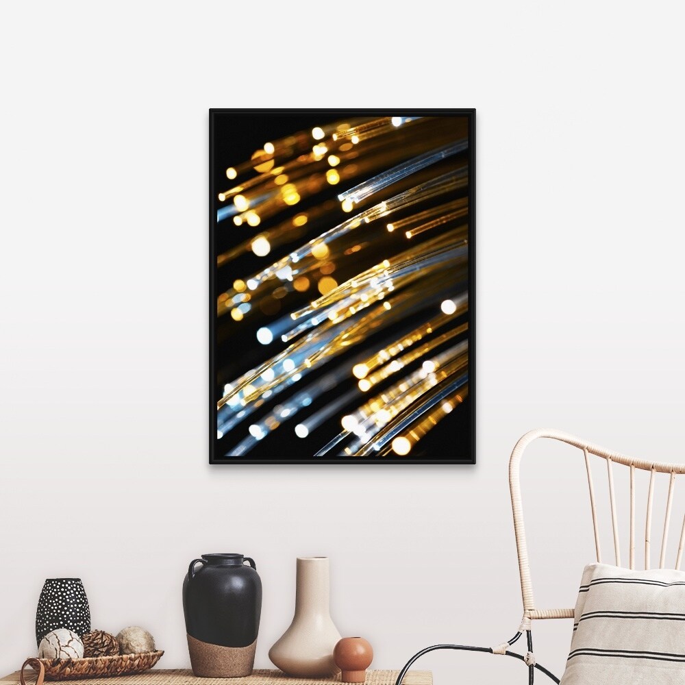 "Fiber optic cable" Black Float Frame Canvas Art