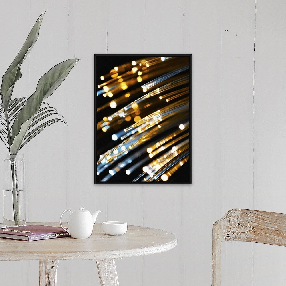 "Fiber optic cable" Black Float Frame Canvas Art