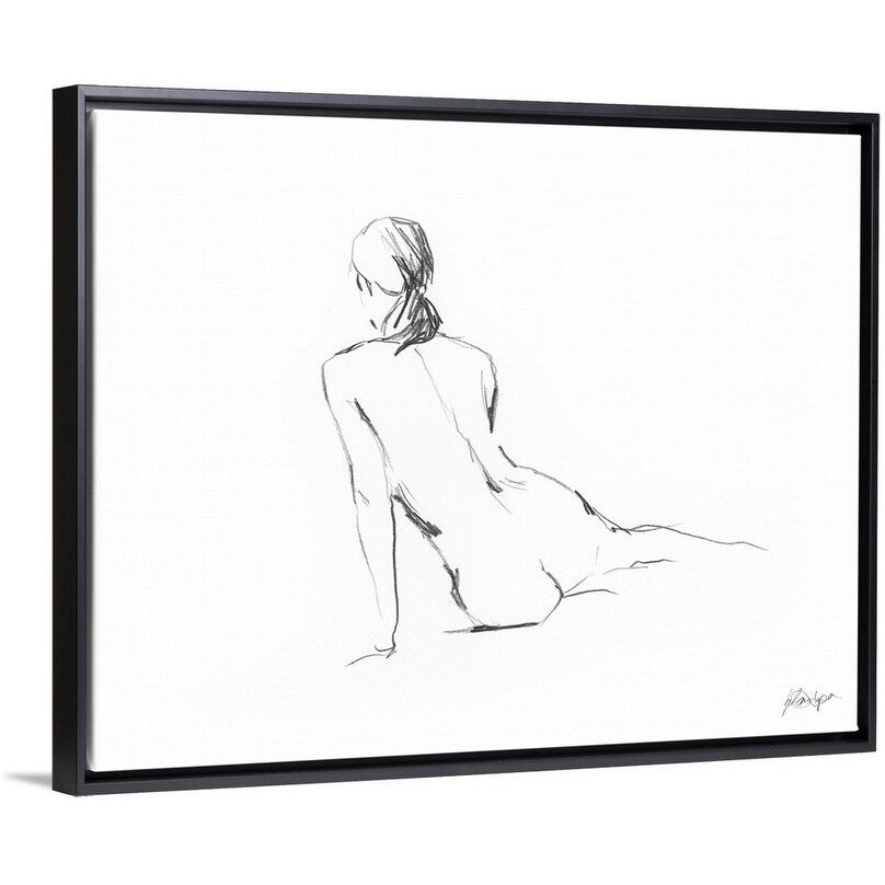 "Figure Contour I" Black Float Frame Canvas Art