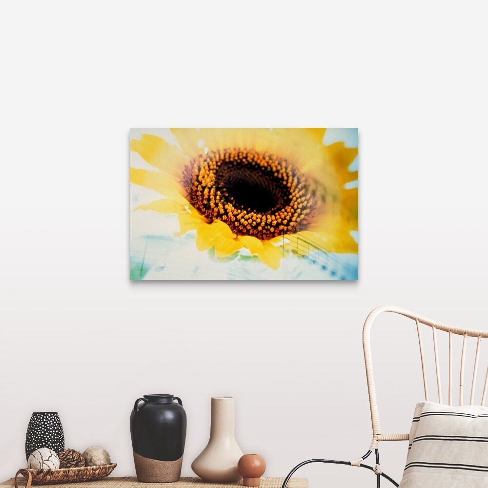 "Flower with music sheet combination" Canvas Wall Art