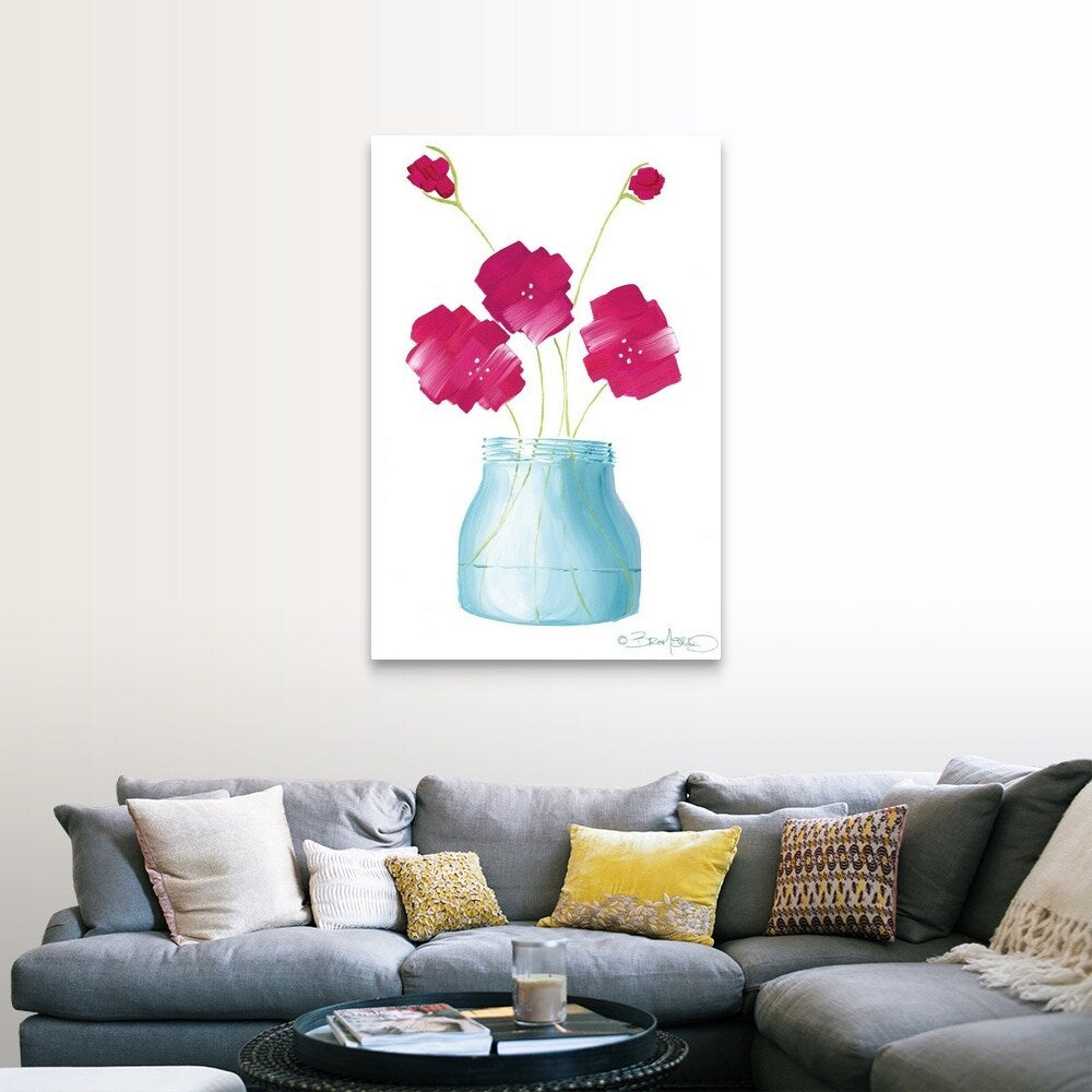 "Flowers in a Jar I" Canvas Wall Art