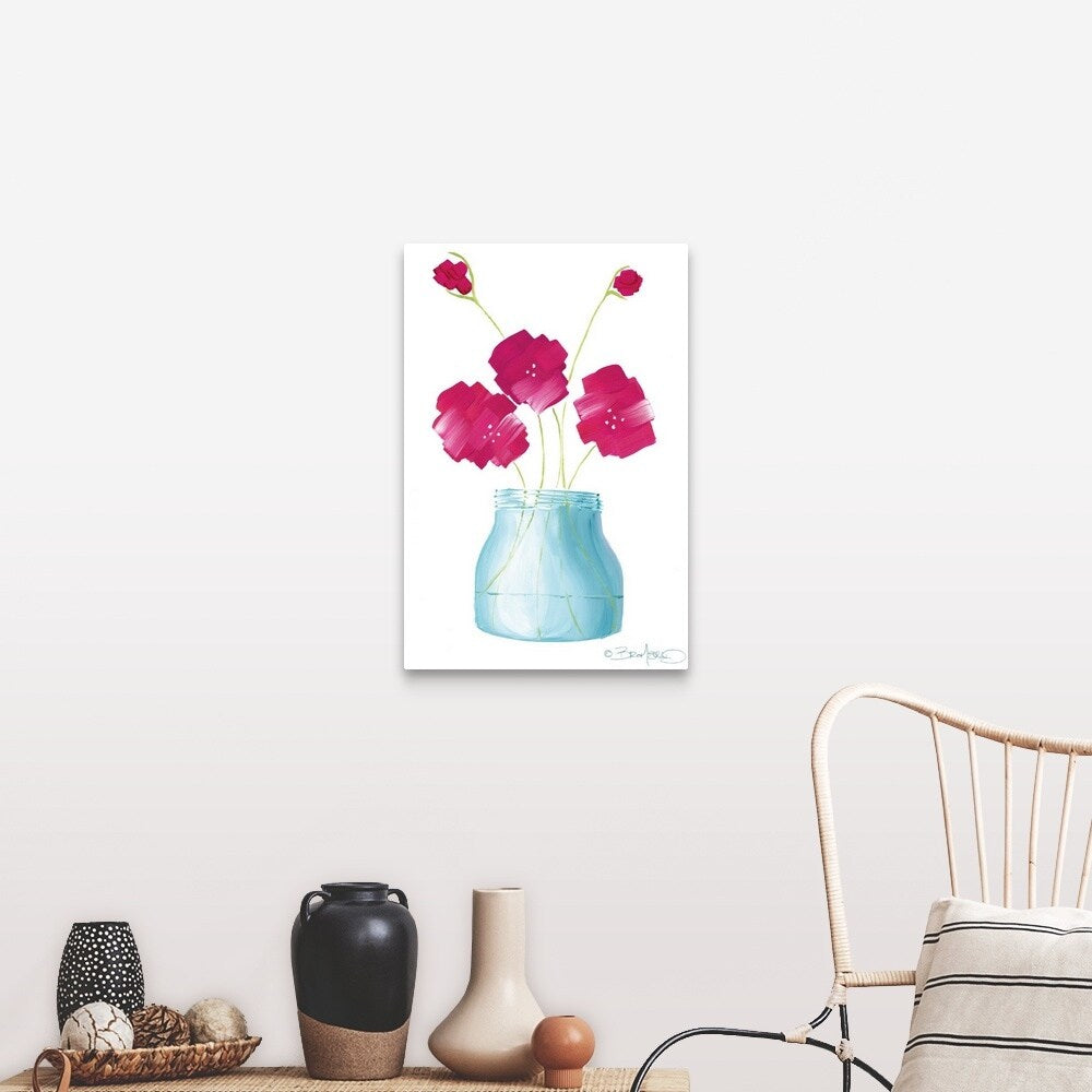 "Flowers in a Jar I" Canvas Wall Art