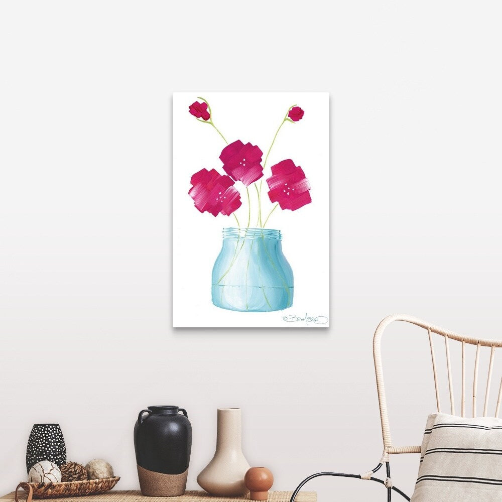 "Flowers in a Jar I" Canvas Wall Art