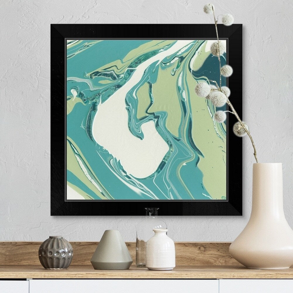 "Flowing Teal IV" Black Framed Print