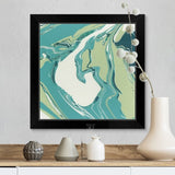 "Flowing Teal IV" Black Framed Print