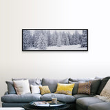 "Fresh Snow on Pine Trees Taos County NM" Black Float Frame Canvas Art