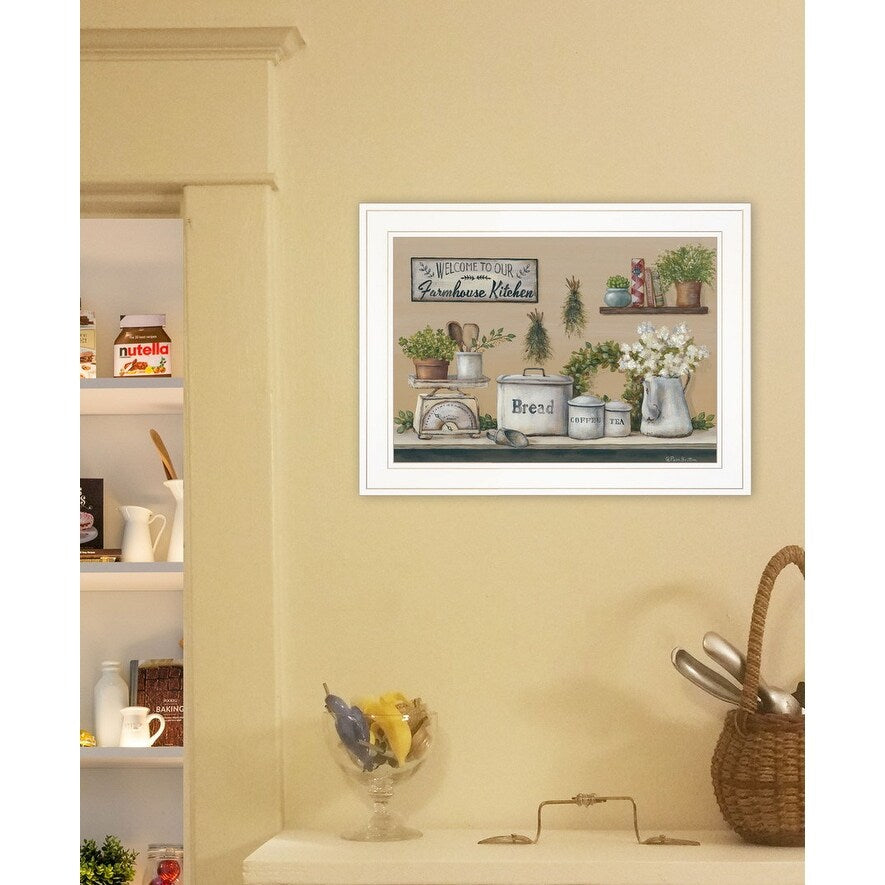 TrendyDecor4U Farmhouse "Garden Farmhouse Kitchen" Framed Print Wall Art by Pam Britton - Earth Tone
