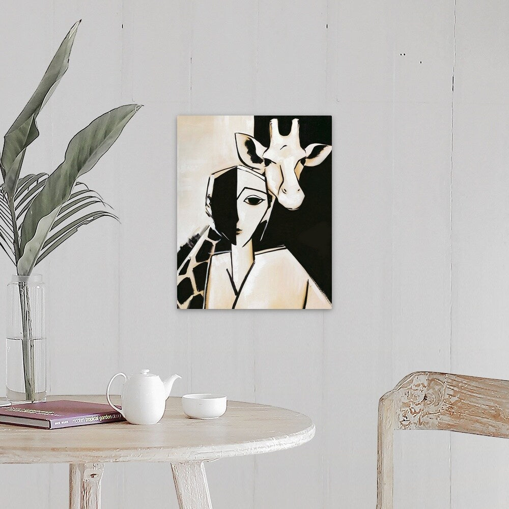"Girl with Giraffe" Canvas Wall Art