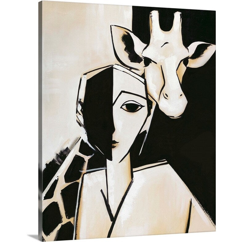 "Girl with Giraffe" Canvas Wall Art