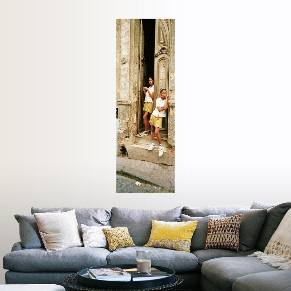 "Girls in Doorway Cuba" Poster Print - Multi