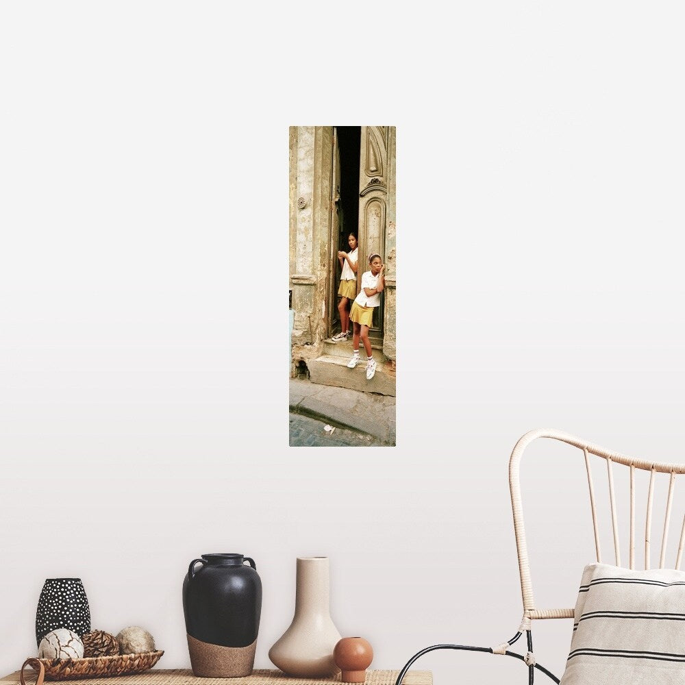 "Girls in Doorway Cuba" Poster Print - Multi