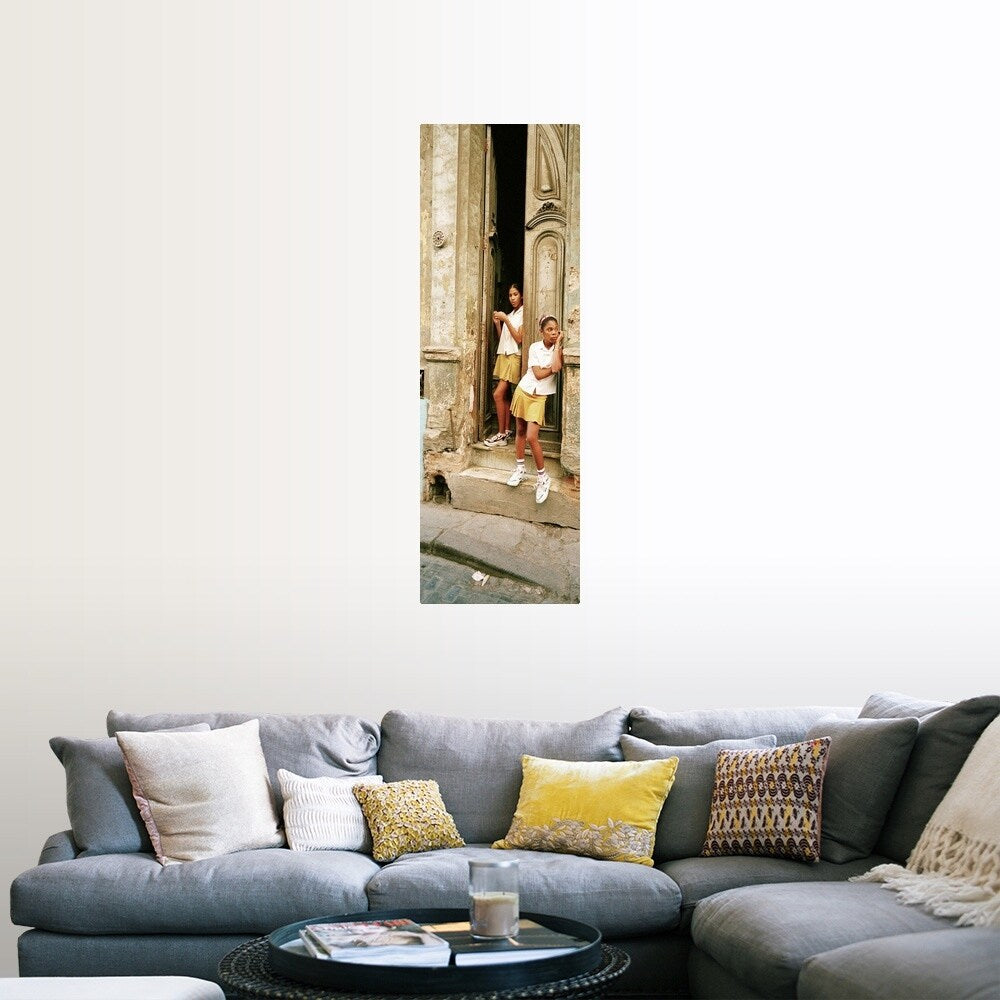 "Girls in Doorway Cuba" Poster Print - Multi