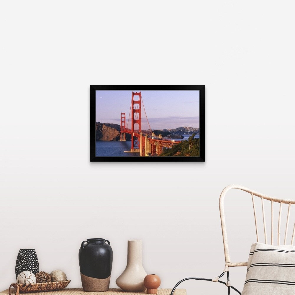 "Golden Gate Bridge, sunset" Black Framed Print