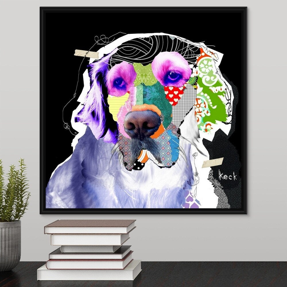 "Golden Retriever III" Black Float Frame Canvas Art