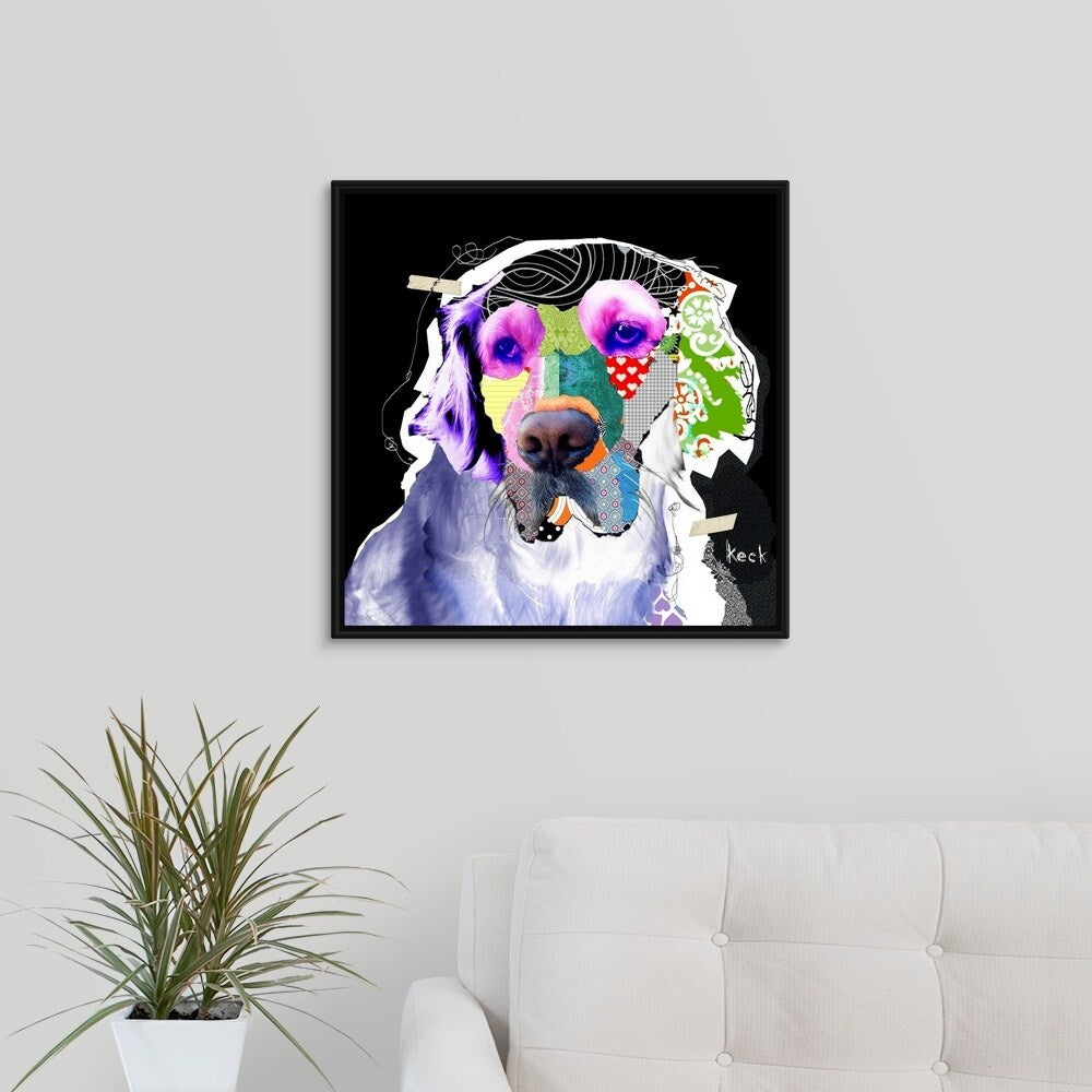 "Golden Retriever III" Black Float Frame Canvas Art