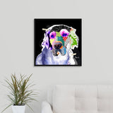 "Golden Retriever III" Black Float Frame Canvas Art