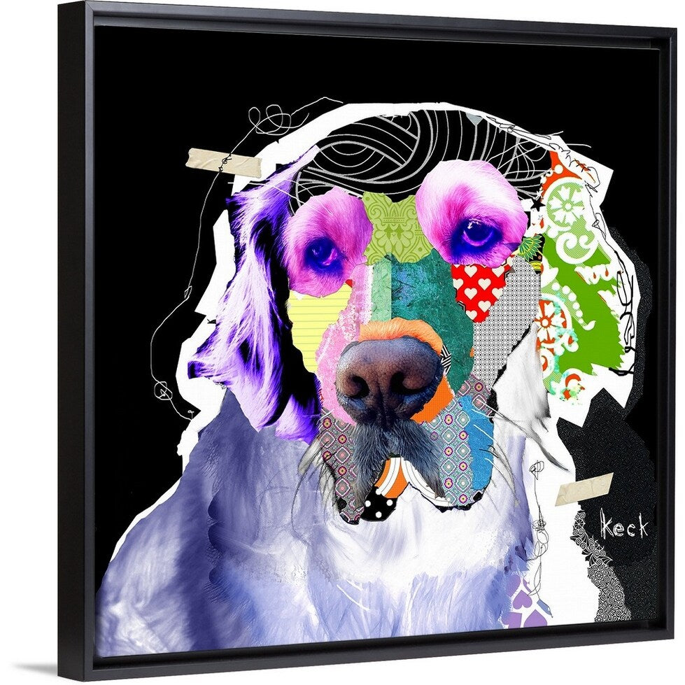 "Golden Retriever III" Black Float Frame Canvas Art