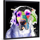 "Golden Retriever III" Black Float Frame Canvas Art
