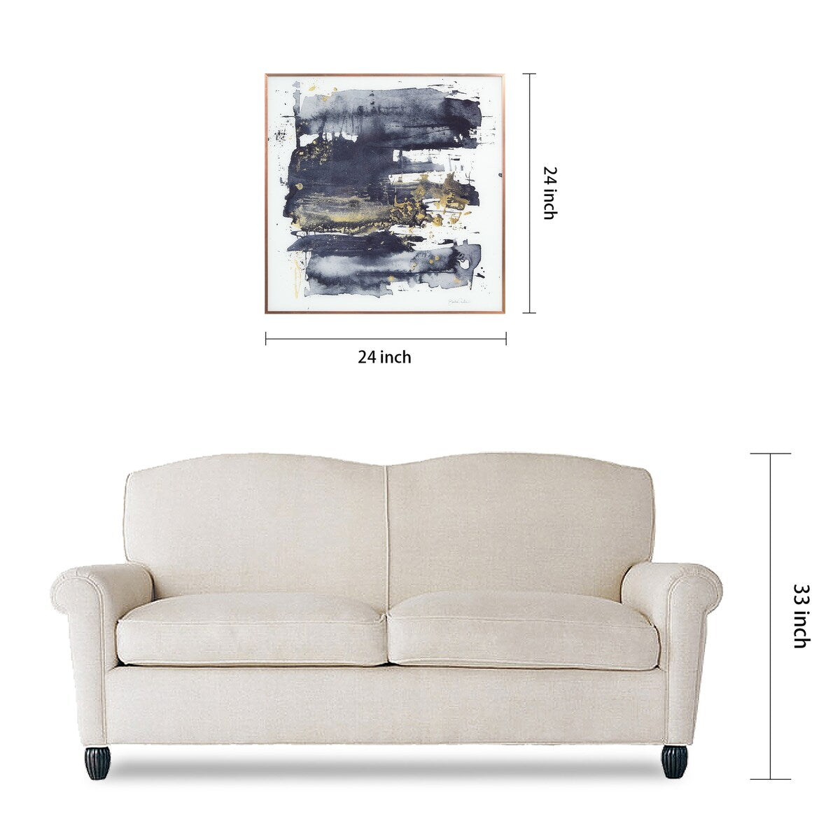 "Gray Golden Hues 2" Glass Art Metal Rose Gold Frame Wall Art
