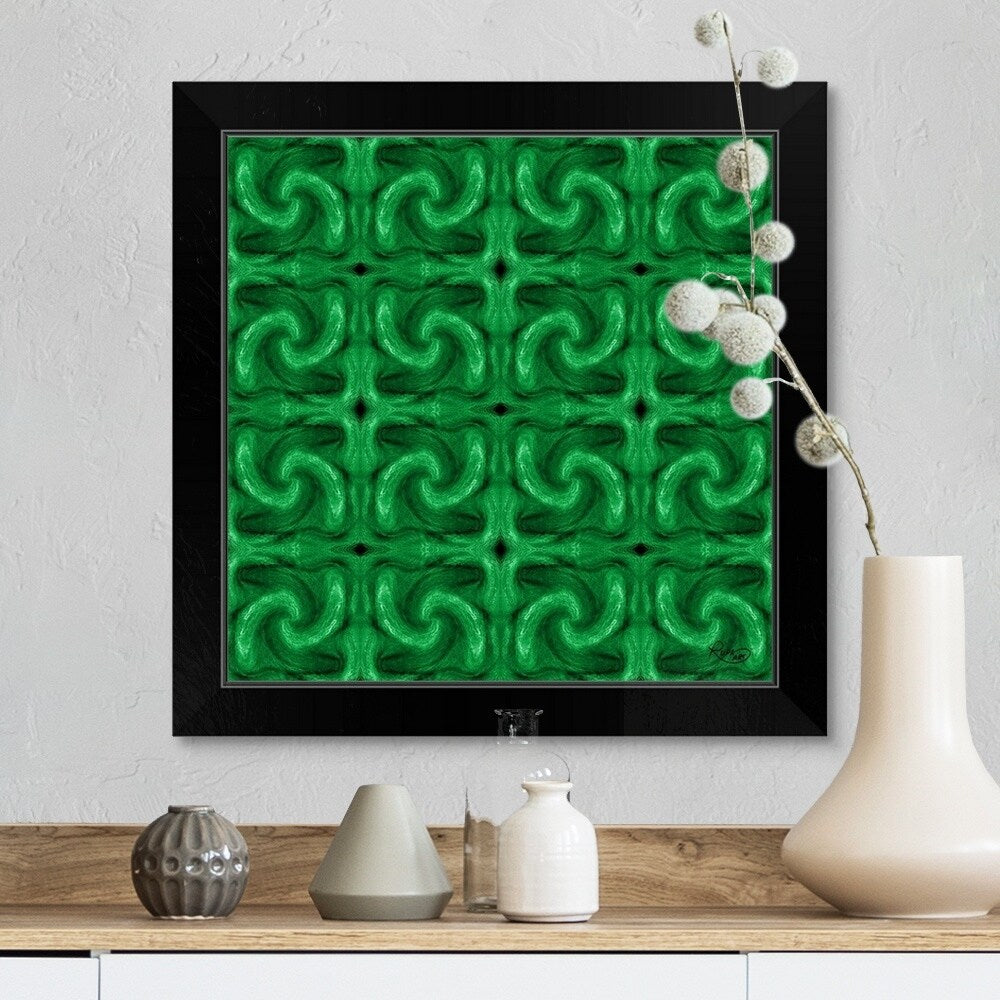 "Green Lace Pattern" Black Framed Print