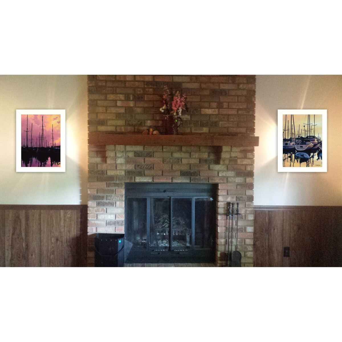 "Harbor Glow" 2-Piece Vignette by Elisabeth Sullivan, White Frame