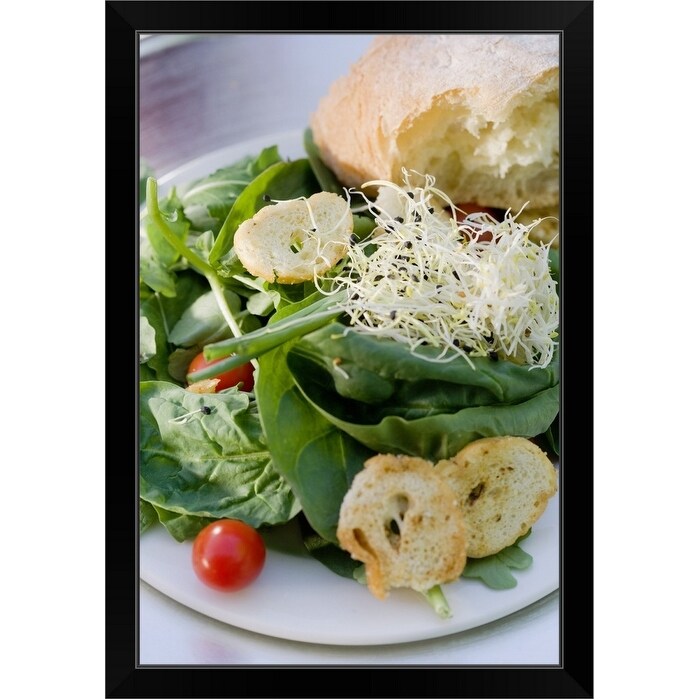 "Hearty salad with bread" Black Framed Print