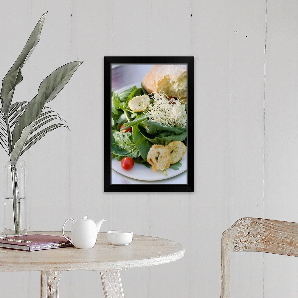 "Hearty salad with bread" Black Framed Print