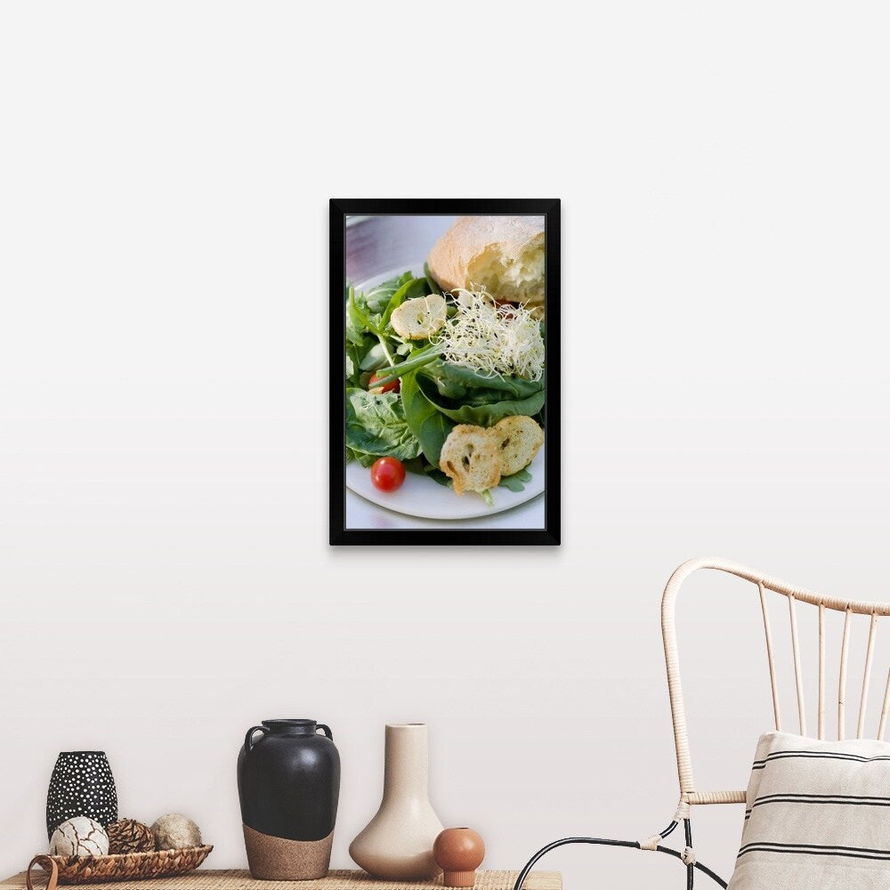"Hearty salad with bread" Black Framed Print