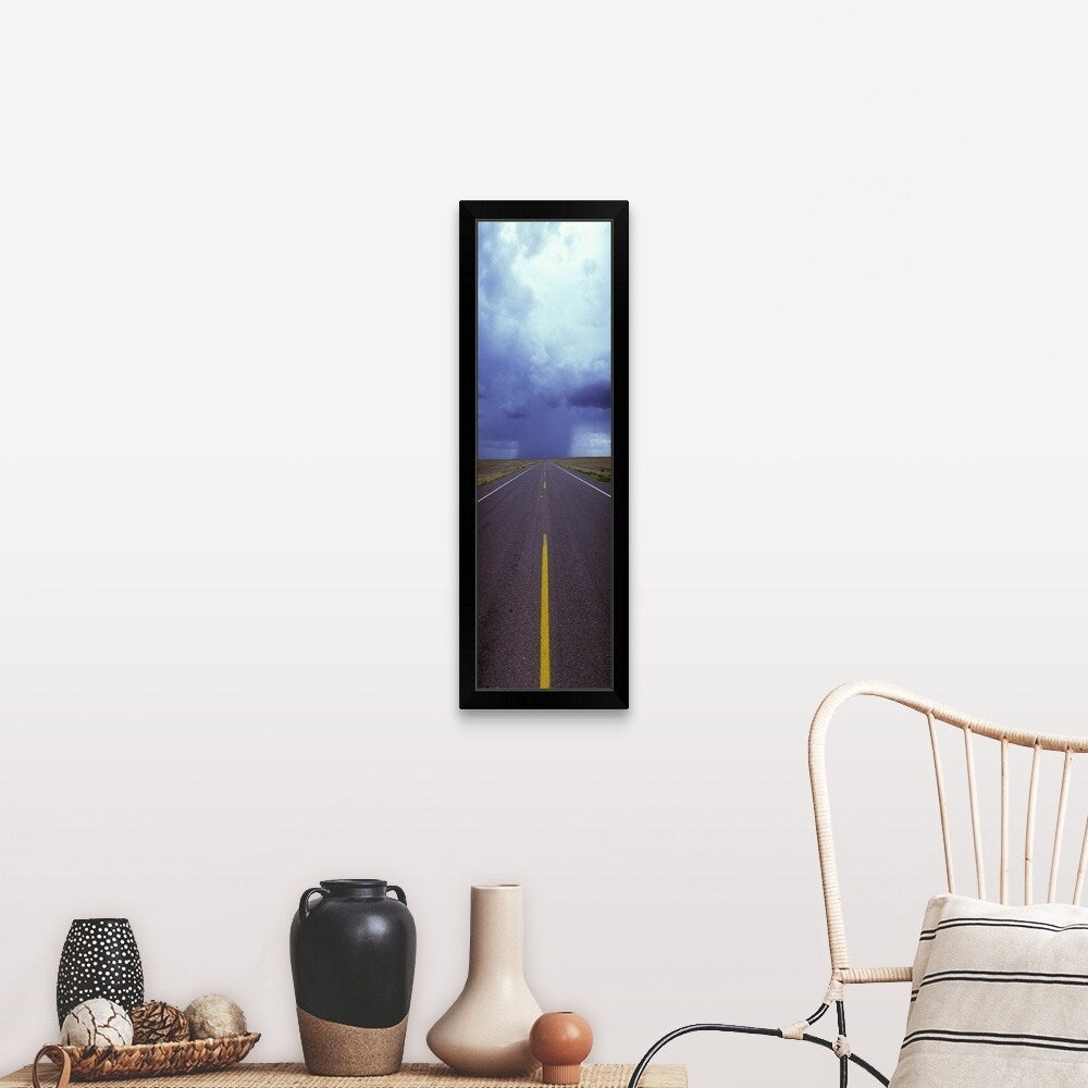"Highway with storm Arizona" Black Framed Print