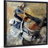"Horse And Jockey" Black Float Frame Canvas Art