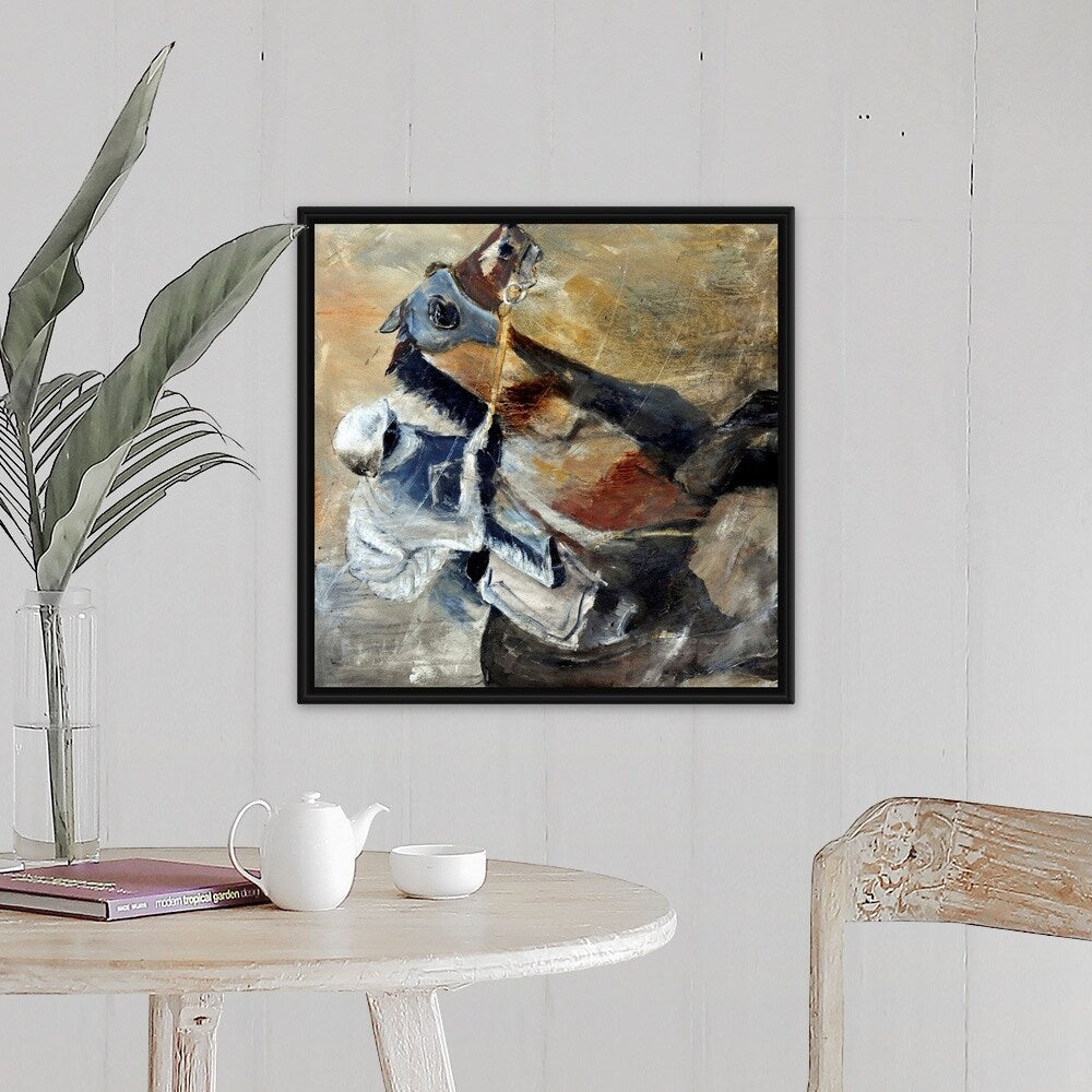 "Horse And Jockey" Black Float Frame Canvas Art