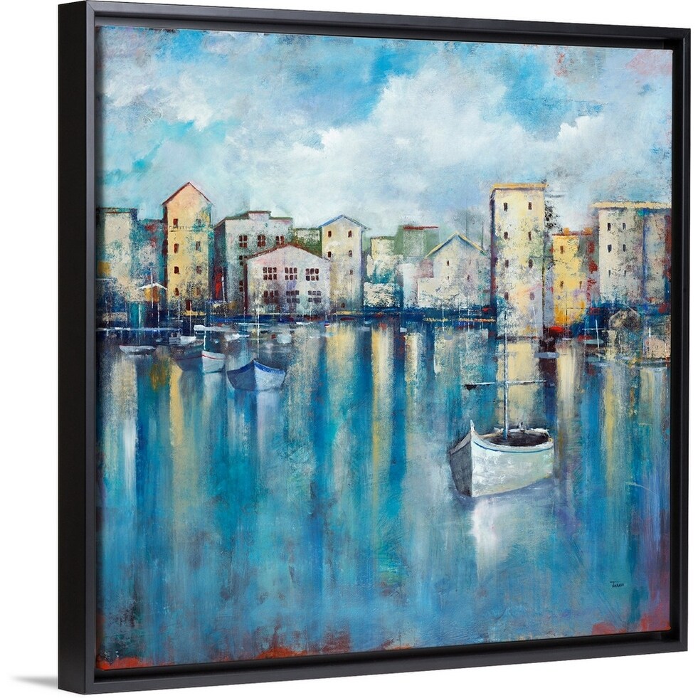 "Inner Harbor" Black Float Frame Canvas Art