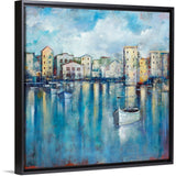 "Inner Harbor" Black Float Frame Canvas Art